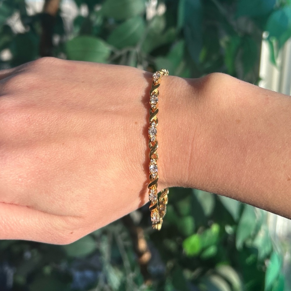 Vintage gold plated and CZ tennis bracelet